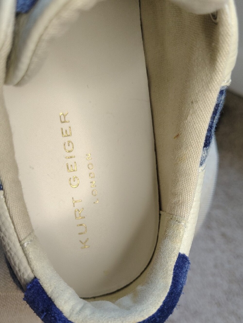 Kurt Geiger White Sneakers with Blue Heart Appliqués - Picture 4 of 11